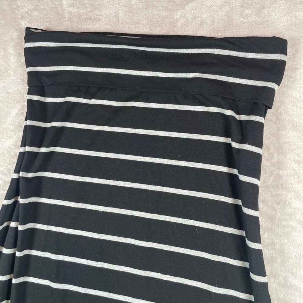 Vintage Black & grey striped tube top dress / foldover skirt - Picture 2 of 5